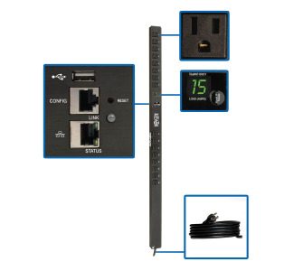 1.4kW Single-Phase Monitored PDU with LX Platform Interface, 120V Outlets (16 5-15R), 10 ft. Cord with 5-15P Plug, 0U, TAA