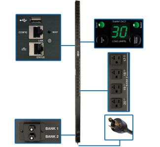 2.9kW Single-Phase Switched PDU with LX Platform Interface, 120V Outlets (24 5-15/20R), 10 ft. Cord with L5-30P, 0U, TAA