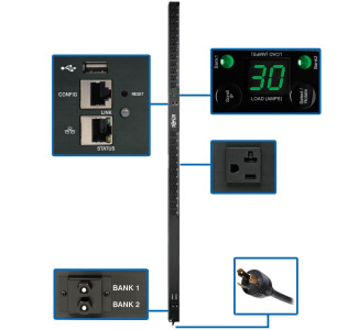 2.9kW Single-Phase Monitored PDU with LX Platform Interface, 120V Outlets (24 5-15/20R), L5-30P Plug, 0U Vertical, TAA