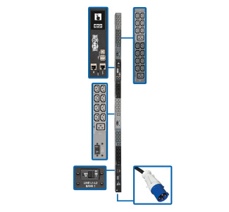 14.5kW 3-Phase Monitored PDU, LX Interface, 208/240V Outlets (42 C13/6 C19), LCD, IEC-309 60A Blue, 1.8m/6 ft. Cord, 0U 1.8m/70 in. Height, TAA