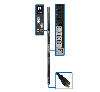 6.7kW 3-Phase Switched PDU - LX Platform, 24 C13  6 C19 Outlets, L21-20P, 0U, Outlet Monitoring, TAA