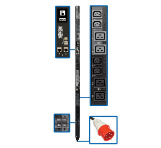 17.3kW 3-Phase Switched PDU - LX Platform, 12 C13  12 C19 Outlets, L22-30P, Outlet Monitoring, TAA