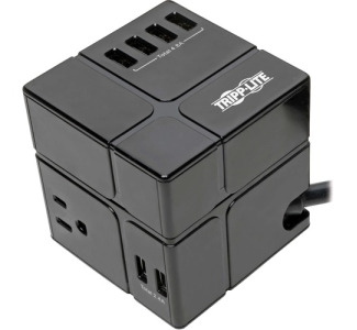 Safe-IT 3-Outlet Cube Surge Protector, 5-15R Outlets, 6 USB Charging Ports, 8 ft. (2.4 m) Cord, Antimicrobial Protection