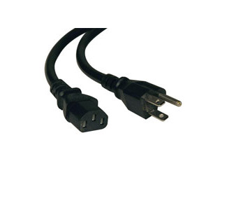 Desktop Computer Power Cord, 5-15P to C13 - Heavy Duty, 15A, 125V, 14 AWG, 2 ft., Black