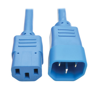 C14 Male to C13 Female Power Cable, C13 to C14 PDU Style - 10A, 250V, 18 AWG, 3 ft., Blue