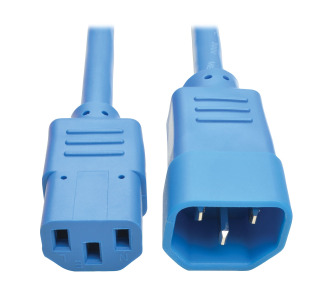 C14 Male to C13 Female Power Cable, C13 to C14 PDU Style - 10A, 250V, 18 AWG, 6 ft., Blue