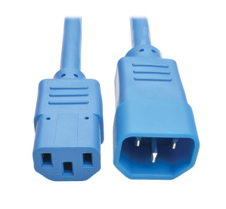 Heavy-Duty C13 to C14 PDU-Style Power Extension Cable - 15A, 100250V, 14 AWG, 2 ft., Blue