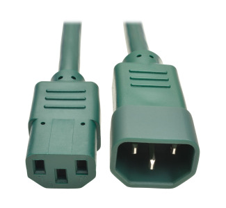 Heavy-Duty C13 to C14 PDU-Style Power Extension Cable - 15A, 100250V, 14 AWG, 2 ft., Green