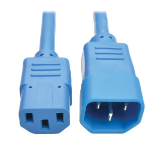 Heavy-Duty C13 to C14 PDU-Style Power Extension Cable - 15A, 100250V, 14 AWG, 3 ft., Blue