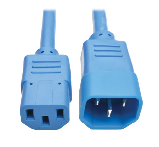 Heavy-Duty C13 to C14 PDU-Style Power Extension Cable - 15A, 100250V, 14 AWG, 6 ft., Blue