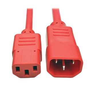 Heavy-Duty C13 to C14 PDU-Style Power Extension Cable - 15A, 100250V, 14 AWG, 6 ft., Red