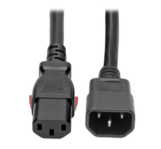C14 Male to C13 Female Power Cable, Locking C13 Connector, Heavy Duty - 15A, 100-250V, 14 AWG, 10 ft.