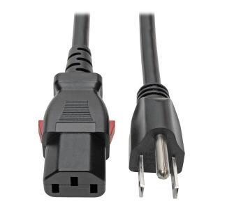 NEMA 5-15P to C13 Computer Power Cord, Locking C13 Connector - 10A, 125V, 18 AWG, 3 ft.