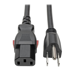 NEMA 5-15P to C13 Computer Power Cord, Locking C13 Connector  10A, 125V, 18 AWG, 1 ft.