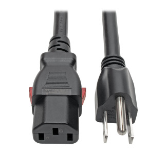 IEC-320-C13 to NEMA 5-15P Power Cord  Locking C13 Connector, 15A, 125V, 14 AWG, 6 ft., Black