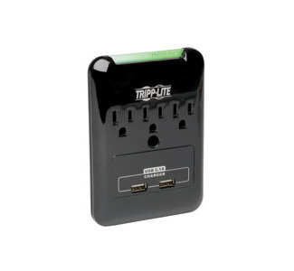 Protect It! 3-Outlet Surge Protector, Direct Plug-In, 540 Joules, 2.1 A USB Charger, Diagnostic LED