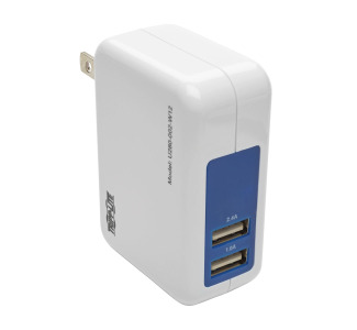 Dual Port Travel USB Wall Charger Direct Plug-In 5V / 3.4A /17W