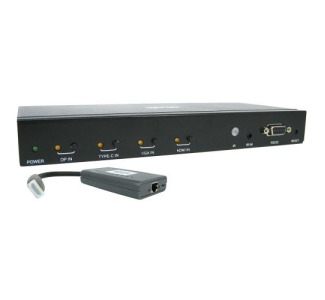 4-Port Presentation Switch Kit, 4K 60 Hz (4:4:4) HDMI, DP, USB-C and VGA to HDMI over Cat6 Extender, 50 ft., TAA