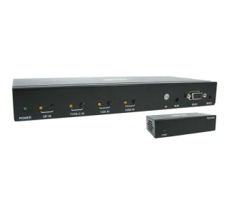 4-Port Presentation Switch Kit, 4K 60 Hz (4:4:4) HDMI, DP, USB-C and VGA to HDMI over Cat6 Extender, 125 ft., TAA