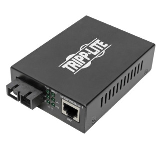 Gigabit Multimode Fiber to Ethernet Media Converter, POE+, International Power Cables, 10/100/1000 SC, 1310 nm, 2 km (1.2 mi.)