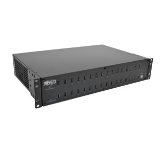 32-Port USB Charging Station with Syncing, 5V 80A (400W) USB Charger Output, 2U Rack-Mount