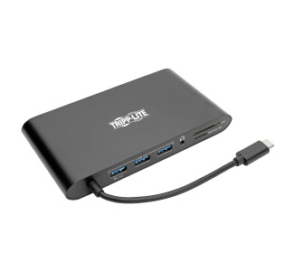 USB-C Laptop Docking Station with mDP, HDMI, VGA, GbE, 4K @ 30Hz, Thunderbolt 3 - USB-A, PD Charging, Black