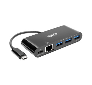 USB-C to Ethernet Adapter with 3x USB-A, Gigabit, Thunderbolt 3PD Charging, Black