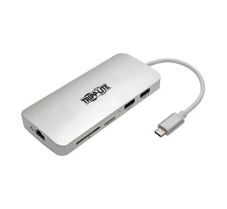 USB-C Docking Station, 4K @ 30 Hz, HDMI, Thunderbolt 3, USB-A Hub, PD Charging, SD/Micro SD, GbE - Silver