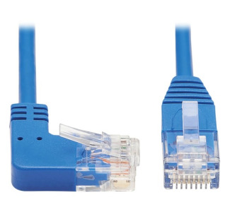 Tripp Lite Cat6 Ethernet Cable Right Angled UTP Slim Molded M/M Blue 1ft