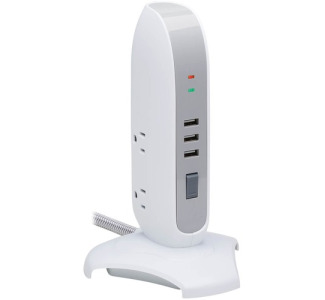 Tripp Lite Surge Protector Tower 5-Outlet 3 USB Ports 6ft Cord 5-15P White