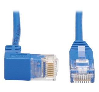 Tripp Lite Cat6 Ethernet Cable Down Right Angled Slim Molded M/M Blue 3ft