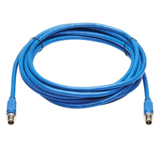 Tripp Lite M12 X-Code Cat6a 10G F/UTP CMR-LP Shielded Ethernet Cable (M/M), IP68, PoE, Blue, 5 m (16.4 ft.)