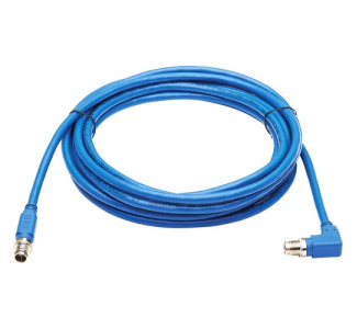 Tripp Lite M12 X-Code Cat6a 10G F/UTP CMR-LP Shielded Ethernet Cable (Right-Angle M/M), IP68, PoE, Blue, 10 m (32.8 ft.)