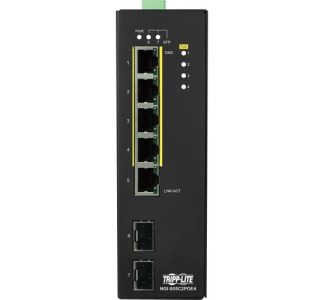 Tripp Lite 5-Port Lite Managed Industrial Gigabit Ethernet Switch - 10/100/1000 Mbps, PoE+ 30W, 2 GbE SFP Slots, -10° to 60°C, DIN Mount