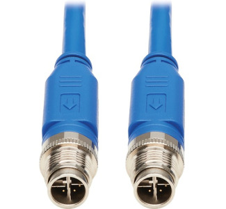 Tripp Lite M12 X-Code Cat6 1G UTP CMR-LP Ethernet Cable (M/M), IP68, PoE, Blue, 3 m (9.8 ft.)