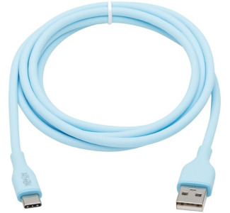 Safe-IT USB-A to USB-C Antibacterial Cable, USB 2.0, Ultra Flexible (M/M), Light Blue, 6 ft. (1.8 m)