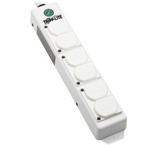 Tripp Lite Safe-IT UL 2930 Medical-Grade Power Strip for Patient Care Vicinity, 6 Hospital-Grade Outlets, Safety Covers, Antimicrobial, 6 ft. Cord, Dual Ground