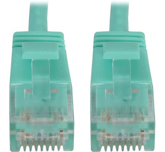 Tripp Lite Cat6a 10G Snagless Molded Slim UTP Ethernet Cable (RJ45 M/M), PoE, Aqua, 15 ft. (4.6 m)