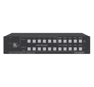 Kramer VS-62DT 6x2 4K60 4:2:0 HDMI/HDBaseT Long-Reach PoE Matrix Switcher
