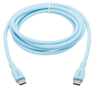 Tripp Lite Safe-IT USB-C Antibacterial Cable, USB 2.0, Ultra Flexible (M/M), Light Blue, 6 ft. (1.83 m)