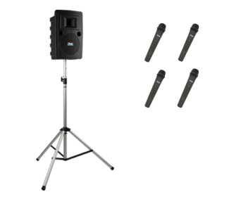 Liberty System X4 Sound System: Liberty (XU4), Anchor-Air  4 wireless mics (WH-LINK)  stand