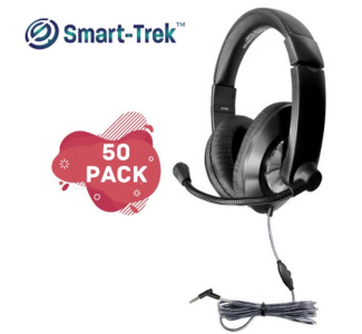 Hamilton Smart-Trek Deluxe Stereo Headset with In-Line Volume Control and 3.5mm TRRS Plug - 50 Pack