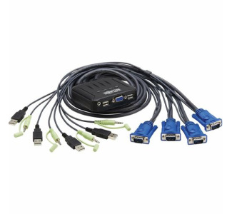 4-Port VGA KVM Switch with Built-In VGA, USB and 3.5 mm Audio Cables