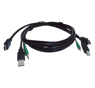 Black Box Secure KVM Cable - Each end (1) USB, (1) or (2) HDMI, (1) 3.5mm Audio