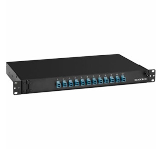 Rackmount Preloaded Fiber Enclosure - 1U, (12) Duplex LC Pair, Blue