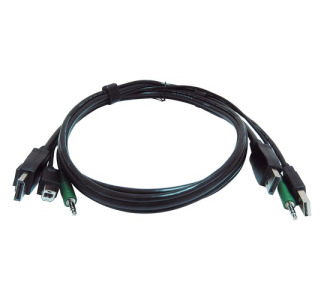 Black Box Secure KVM Cable - Each end (1) USB, (1) or (2) DisplayPort, (1) 3.5mm Audio