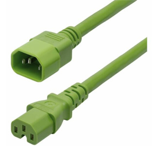 StarTech.com 6ft (1.8m) Heavy Duty PDU Power Cord, IEC 60320 C14 to C15, 15A 250V, 14AWG, Green Power Cable, UL Listed Components