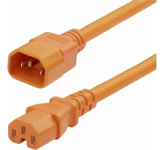 StarTech.com 6ft (1.8m) Heavy Duty PDU Power Cord, IEC 60320 C14 to C15, 15A 250V, 14AWG, Orange Power Cable, UL Listed Components