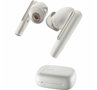Poly Voyager Free 60 UC M White Sand Earbuds+ BT700 USB-A Adapter + Basic Charge Case