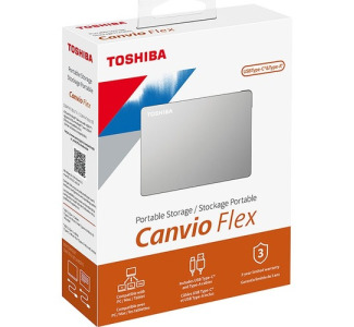 Toshiba Canvio Flex HDTX110XSCAA 1 TB Portable Hard Drive - External - Silver